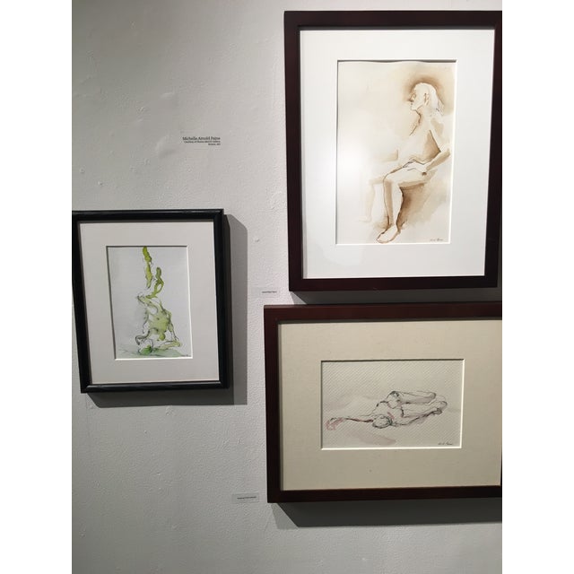 Framed Pink & Grey Reclining Figure Drawing by Michelle Arnold Paine For Sale - Image 4 of 7