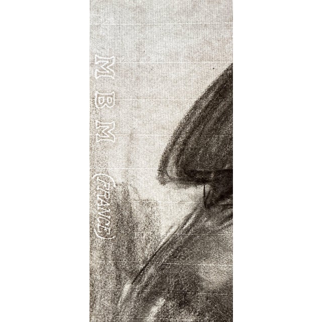 Portraiture Early 1900's Antique French Moody Portrait of Man in Hat, Charcoal on Paper With Mat For Sale - Image 3 of 4