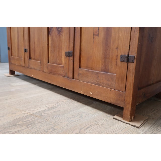 Wood Antique European Pine Vestiaire Wardrobe With Diamond Cutouts, C. 1920s For Sale - Image 7 of 8
