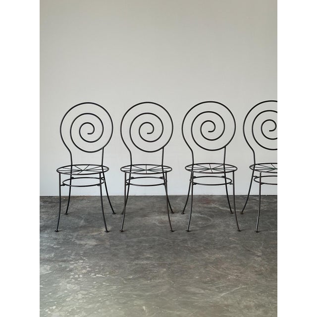 Postmodern Spiral Iron Chairs in the Style of Luigi Serafini for Sawaya & Moroni, 1980s, Set of 6 For Sale - Image 3 of 18