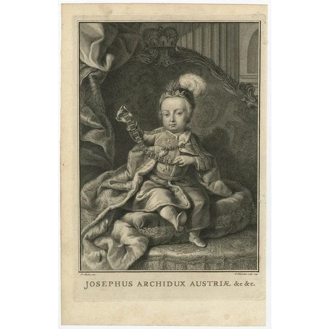 Antique print, titled: 'josephus archidux austriae etc.' this original antique plate shows a portrait of joseph i (26 july...