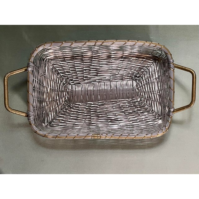Mid 20th Century Vintage Silver Mesh Woven Basket For Sale In Jacksonville, FL - Image 6 of 7