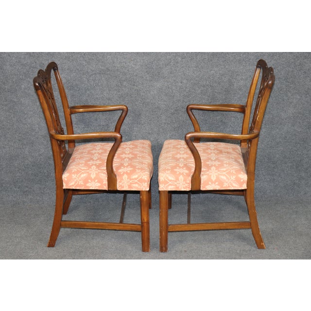 Chippendale 1950's Set 10 Chippendale Style Mahogany Dining Chairs For Sale - Image 3 of 12