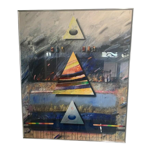 The Jørgen Waring Constellation D Oil on Board Mixed Abstract Painting Signed 86