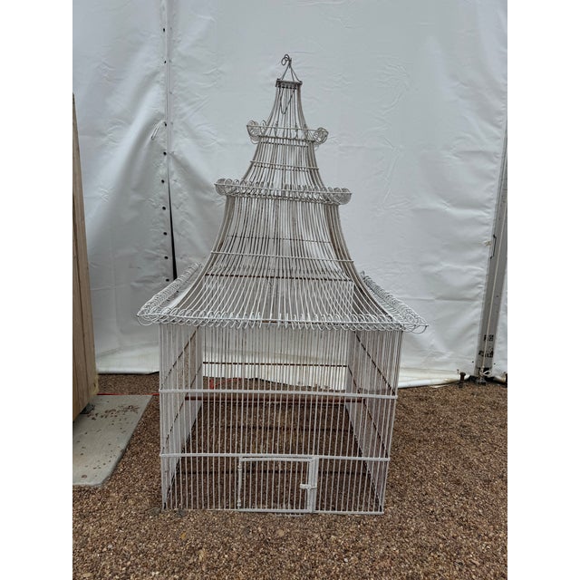 Vintage Extremely Large Pagoda Top Birdcage For Sale - Image 9 of 10