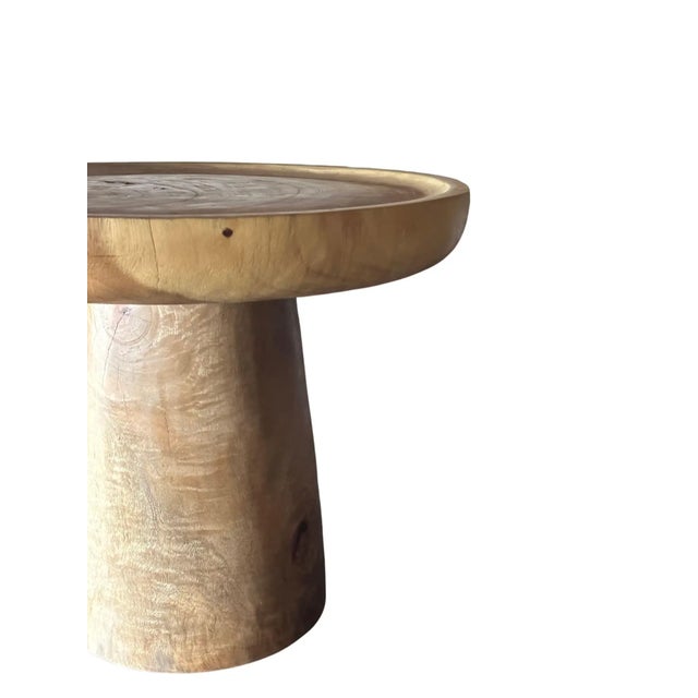 Sculptural Round Side Table Mango Wood Natural For Sale - Image 4 of 4