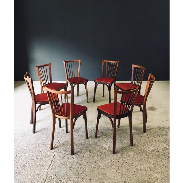 French Reconstruction Bistro Chairs from Baumann, 1950s, Set of 8 For Sale - Image 10 of 18