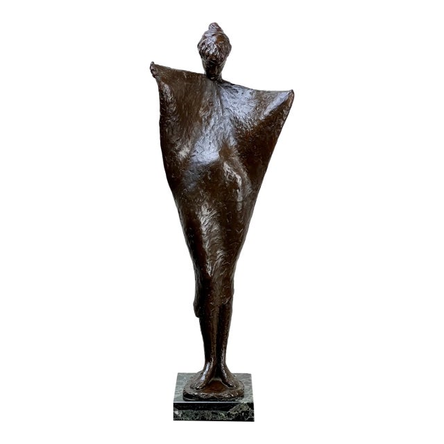 Bronze "Draped Woman" on Marble Base Signed Hh (Possibly Helvi Hyvärinen) C. 1920s For Sale