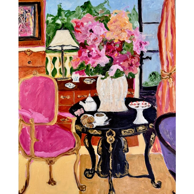 Park Avenue Peonies Impressionist Acrylic Painting For Sale