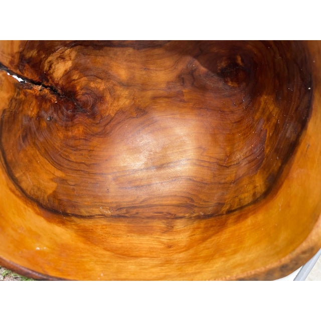 French Riviera Style Brown Bowl in Olive Wood, 1960 For Sale - Image 4 of 7