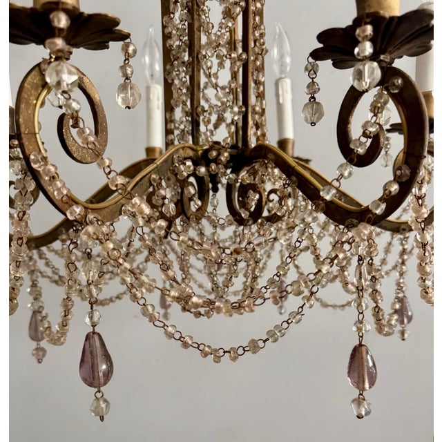 Antique Italian Crystal Beaded Chandelier For Sale In Los Angeles - Image 6 of 10