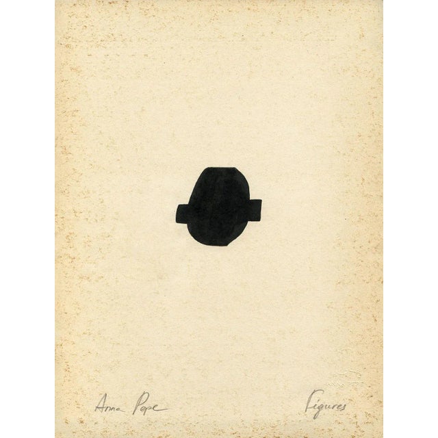 "Figures" Contemporary Minimalist Ink Drawing on Vintage Paper For Sale