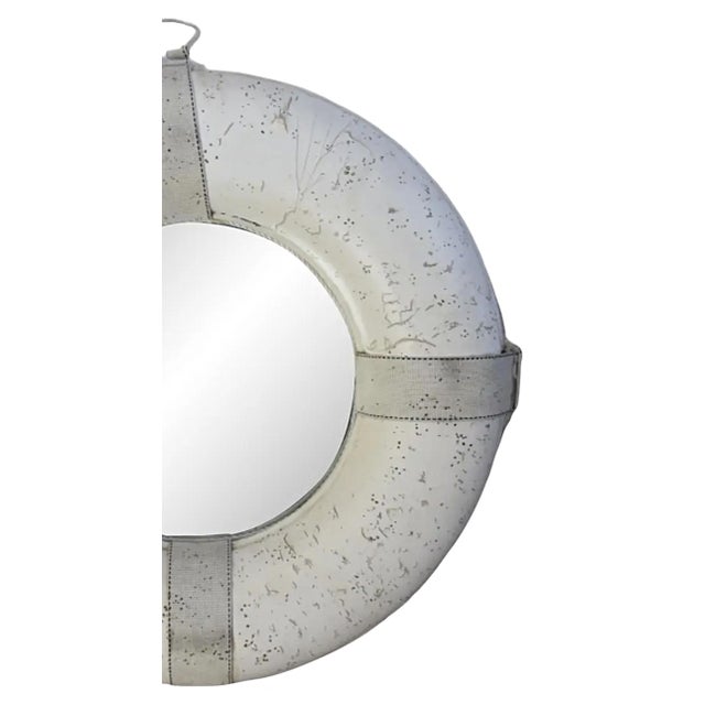 1960s Vintage Nautical Beach House Ocean Boat Life Preserver Mirror For Sale - Image 5 of 7
