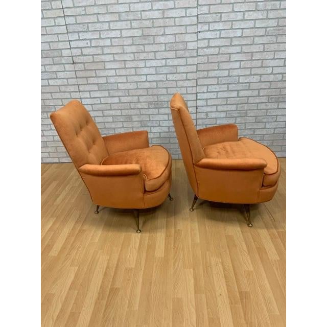 Mid Century Modern Italian Swivel Lounge Chairs In Original Fabric Pair Chairish