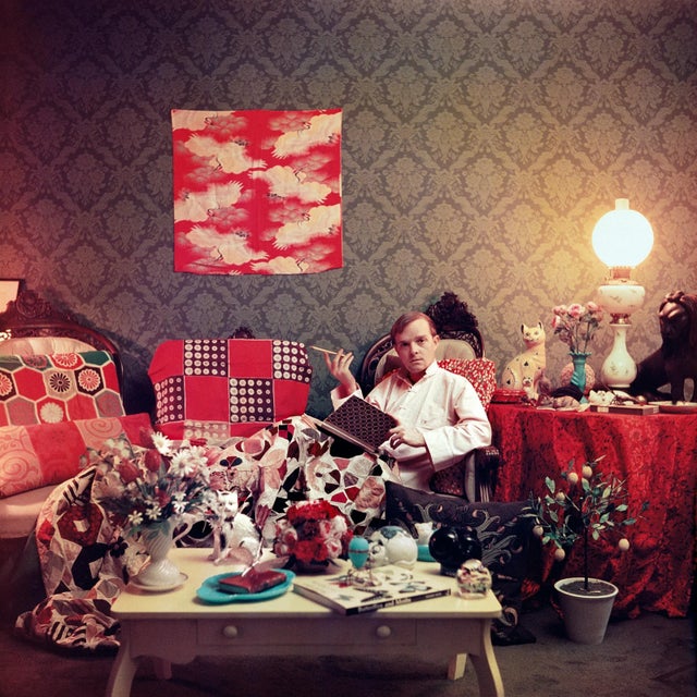 Slim Aarons 'Truman Capote at Home' Photograph Print by Getty Images - 40x40 For Sale