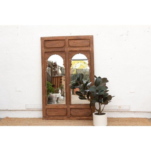 Glass Early 1800's Double Arch Tall Haveli Mirror For Sale - Image 7 of 7