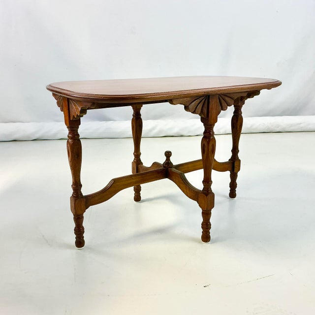 Early 20th C Antique Edwardian Chippendale English Pine Side Table, Hand Carved & Turned. For Sale - Image 10 of 16