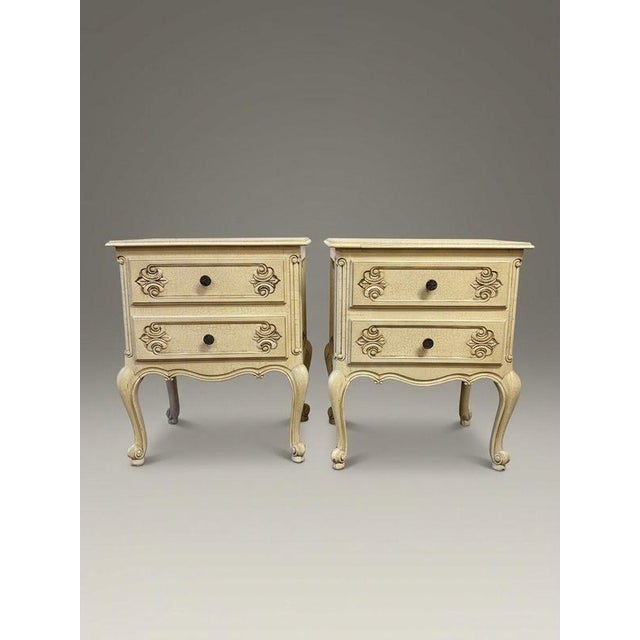 Vintage French Crackle-Glaze Bedside Tables, Set of 2 For Sale - Image 6 of 6