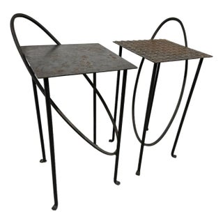 Rhode Island School of Design Wrought Iron Side Tables, Pair For Sale