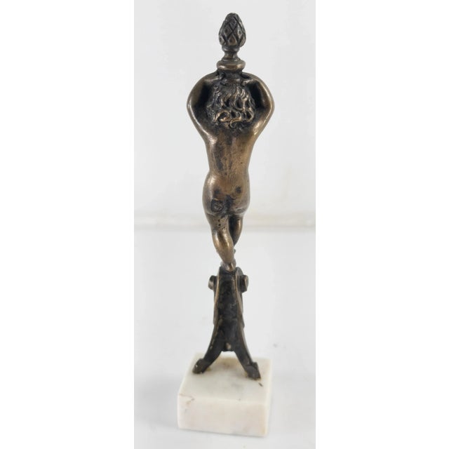 18th Century Italian Bronze Cherub or Putti Handle Mounted on Marble For Sale - Image 4 of 11