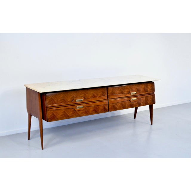 Italian Carrara Marble and Brass Sideboard, 1960s For Sale - Image 9 of 15