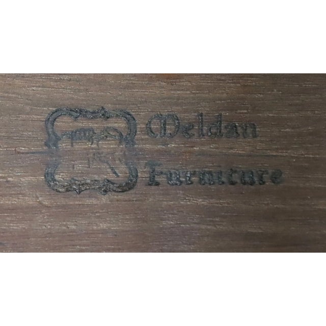 Vintage Meldan Furniture Louis XV style side tables. Fruitwood, signed Meldan Furniture, cabriole legs, solid brass hardware.