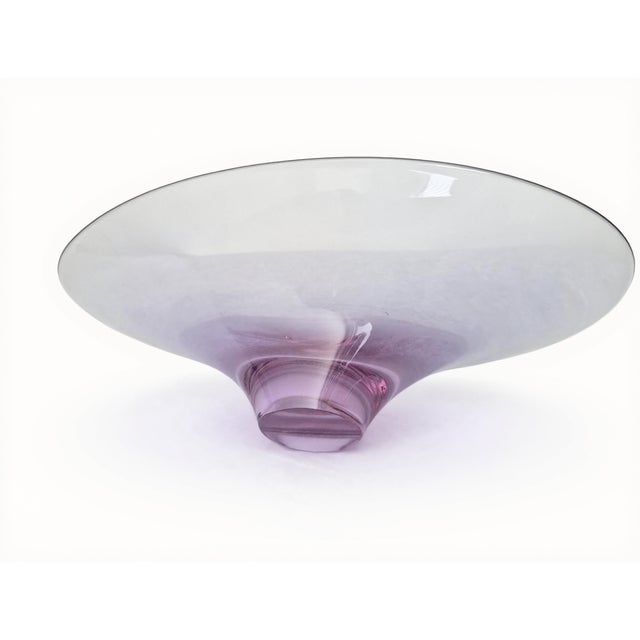 Mid-Century Modern hand-blown glass console bowl, designed by the prominent Czechoslovakian artist Miloslav Klinger for...