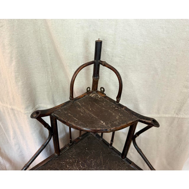 Late 19th Century 19th Century English Bamboo Corner Etarge Shelf For Sale - Image 5 of 13