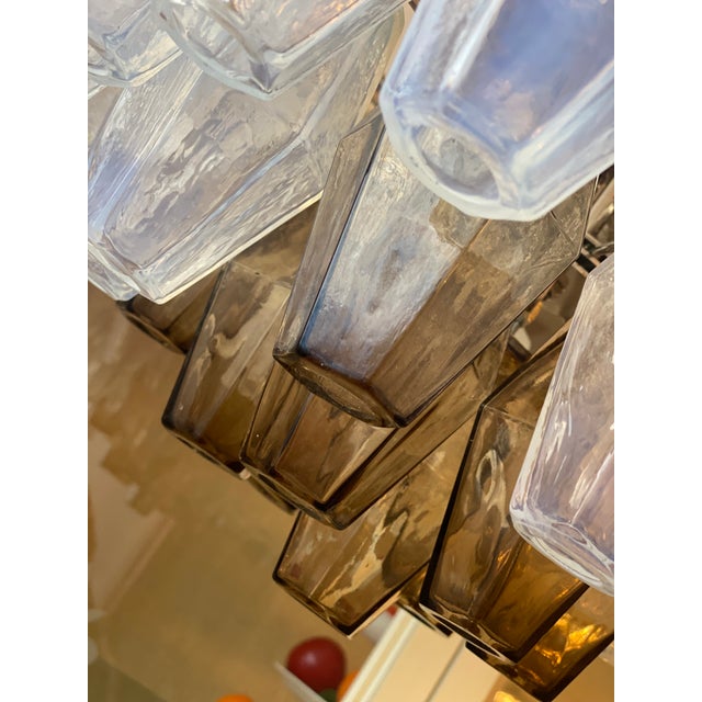 Early 21st Century Italian Poliedro Opalino and Smoke Glass Murano Glass Venini Style Sputnik Chandelier For Sale - Image 9 of 10