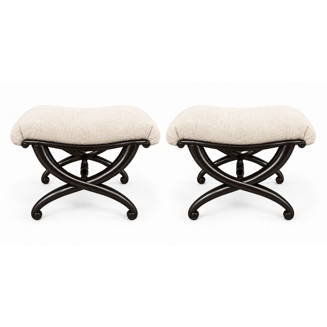 French Louis XVI-style Curule-Form Tabourets- Pair For Sale - Image 3 of 6