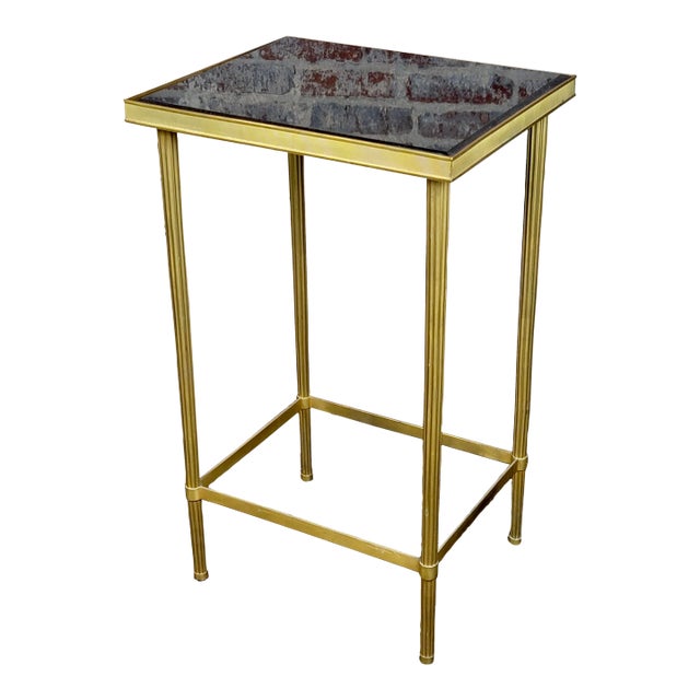 French Directoire Brass Side Table With Black Granite Top For Sale