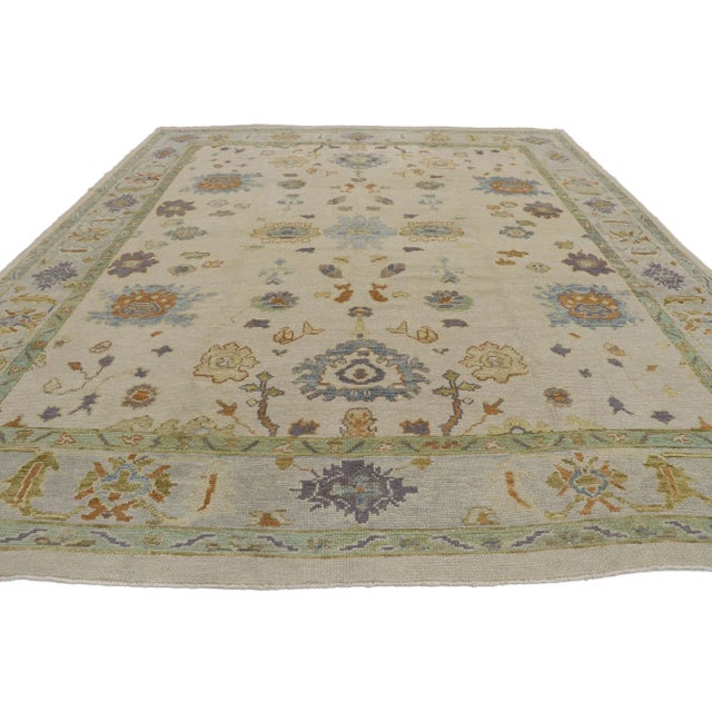 Modern Turkish Oushak Rug - 09'02 X 11'01 For Sale - Image 3 of 9