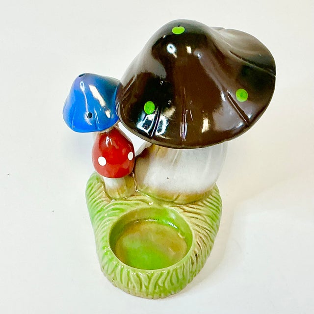 1980s Vintage Boho Chic Arts & Crafts Ceramic Mushroom Candle Votive Holder. For Sale - Image 11 of 16
