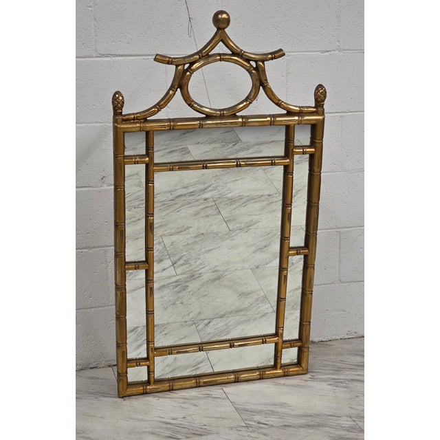 Gold Finished Faux Bamboo Pagoda Mirror For Sale In Richmond - Image 6 of 6