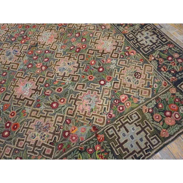 American Early 20th Century American Hooked Rug 7' 3" x 9' For Sale - Image 3 of 12