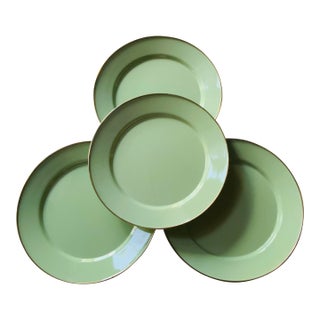 Mackenzie-Childs Sage Green Enamel 12” Chargers - Set of 4 For Sale