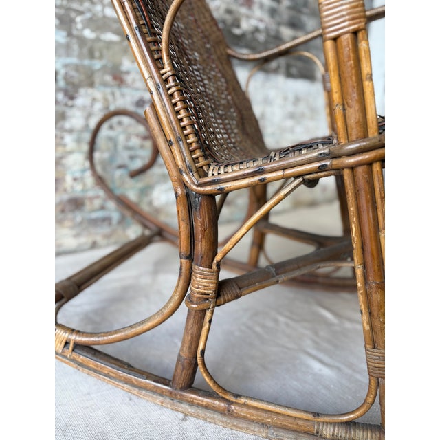 Vintage Wicker and Rattan Rocking Chair For Sale - Image 4 of 8