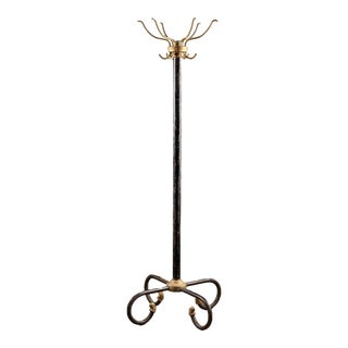 Vintage Black and Gold Painted Coat Tree For Sale