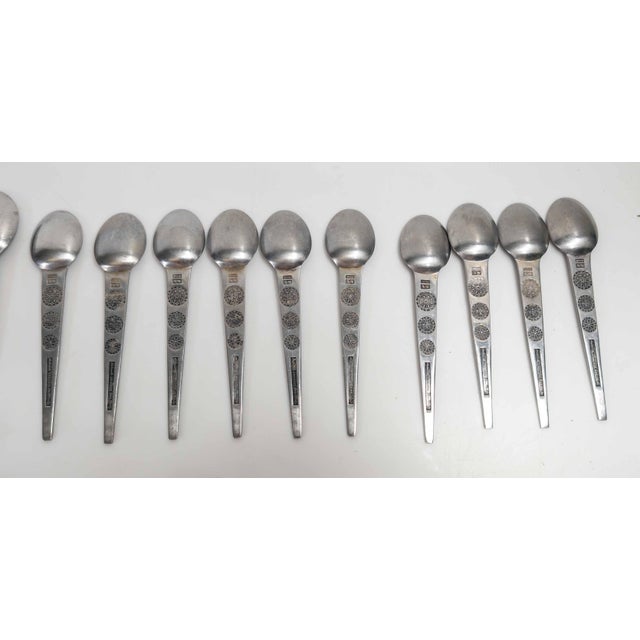 Mid-Century Modernist 38 Piece Stainless Steel Flatware Set in San Moritz for National For Sale - Image 12 of 18