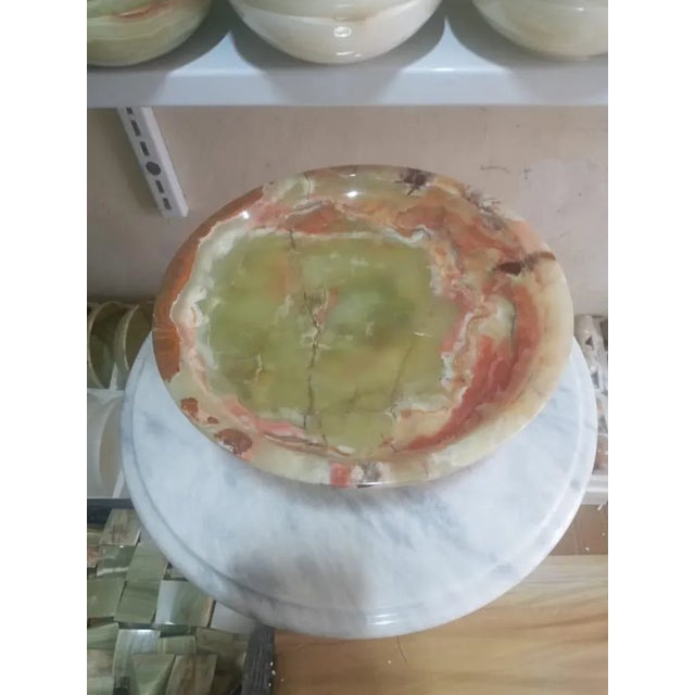 2020s Handcrafted Onyx Marble Pedestal Bowl: Decorative Fruit Bowl, Home Decor For Sale - Image 5 of 5