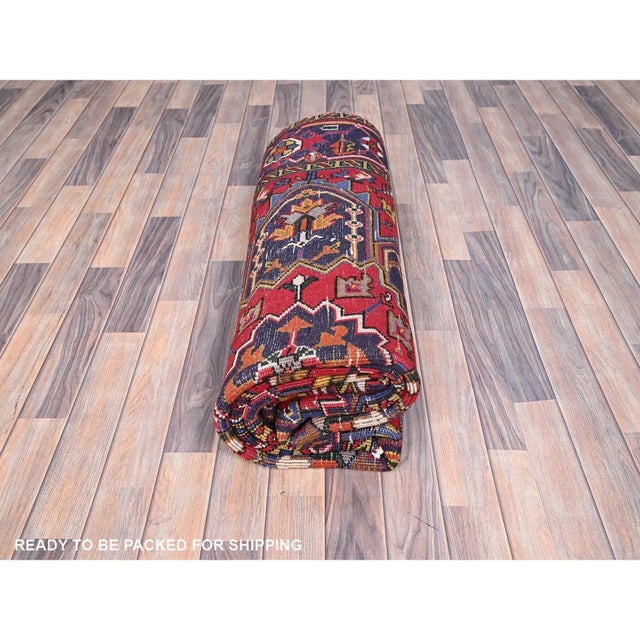 1960s Red Semi Antique Persian Heriz Rug For Sale - Image 10 of 12