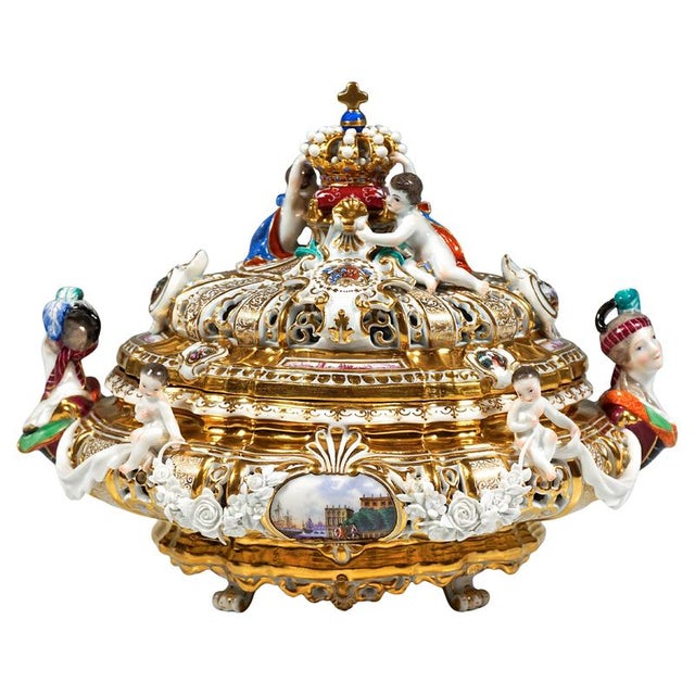 Lidded Crown Tureen by Maria Josepha for Meissen Drüselkästchen, Austria For Sale - Image 14 of 14