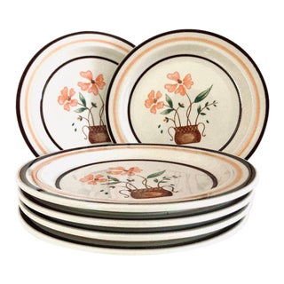 70s Countryside Stoneware Bread Plates- Set of 6 For Sale