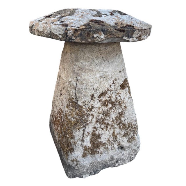 Rustic Mid-Century English Country Rustic Aged Cast Stone Mushroom Garden Ornament For Sale - Image 3 of 12