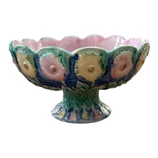 Late 19th Century Etruscan Floral Majolica Compote For Sale
