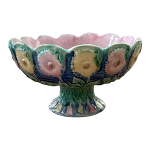 Late 19th Century Etruscan Floral Majolica Compote