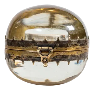 Antique Clear Spherical Glass and Silver Decoration Coin Container, 1890s