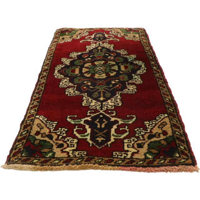 Mid-Century Modern Vintage Turkish Yastik Rug - 01'08 X 03'04 For Sale - Image 3 of 8