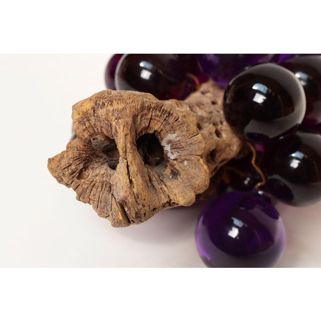 Mid-Century Modern Purple Lucite Acrylic and Driftwood Grape Cluster Centerpiece For Sale - Image 14 of 14