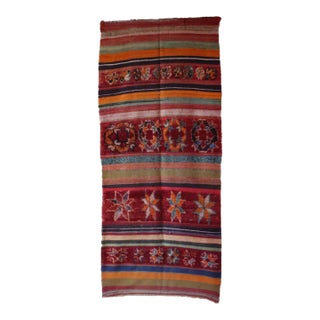 1970s Moroccan Flatweave Rug - 3'7" X 8'0" Ft For Sale